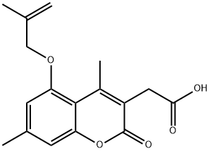 {4,7-dimethyl-5-[(2-methyl-2-propenyl)oxy]-2-oxo-2H-chromen-3-yl}acetic acid Struktur