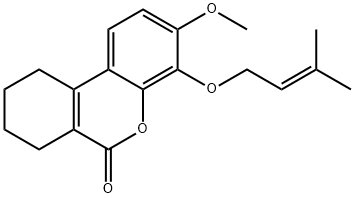 3-methoxy-4-[(3-methyl-2-butenyl)oxy]-7,8,9,10-tetrahydro-6H-benzo[c]chromen-6-one Struktur