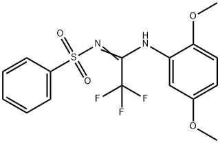 N-[N-(2,5-dimethoxyphenyl)-2,2,2-trifluoroethanimidoyl]benzenesulfonamide Struktur