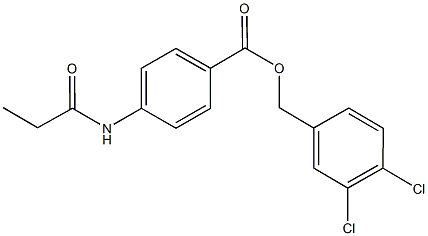 3,4-dichlorobenzyl 4-(propionylamino)benzoate Struktur