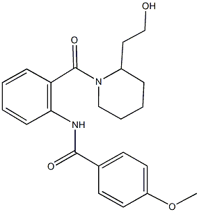 N-(2-{[2-(2-hydroxyethyl)-1-piperidinyl]carbonyl}phenyl)-4-methoxybenzamide Struktur