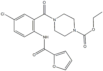 ethyl 4-[5-chloro-2-(2-furoylamino)benzoyl]-1-piperazinecarboxylate Struktur