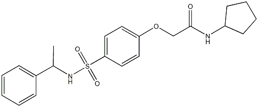 N-cyclopentyl-2-(4-{[(1-phenylethyl)amino]sulfonyl}phenoxy)acetamide Struktur