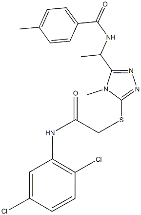 N-[1-(5-{[2-(2,5-dichloroanilino)-2-oxoethyl]sulfanyl}-4-methyl-4H-1,2,4-triazol-3-yl)ethyl]-4-methylbenzamide Struktur