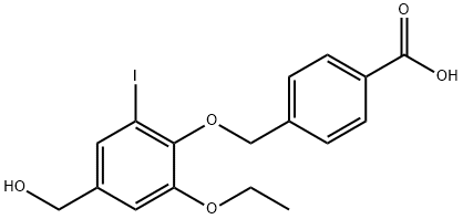 4-{[2-ethoxy-4-(hydroxymethyl)-6-iodophenoxy]methyl}benzoic acid Struktur