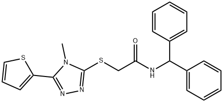 N-benzhydryl-2-{[4-methyl-5-(2-thienyl)-4H-1,2,4-triazol-3-yl]sulfanyl}acetamide Struktur