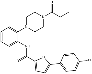 5-(4-chlorophenyl)-N-[2-(4-propionyl-1-piperazinyl)phenyl]-2-furamide Struktur