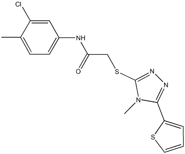 N-(3-chloro-4-methylphenyl)-2-{[4-methyl-5-(2-thienyl)-4H-1,2,4-triazol-3-yl]sulfanyl}acetamide Struktur