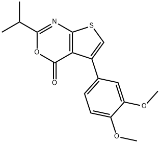 5-(3,4-dimethoxyphenyl)-2-isopropyl-4H-thieno[2,3-d][1,3]oxazin-4-one Struktur