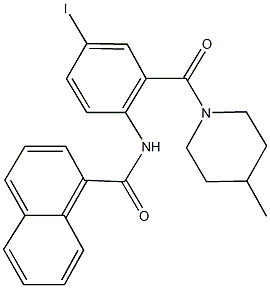 N-{4-iodo-2-[(4-methyl-1-piperidinyl)carbonyl]phenyl}-1-naphthamide Struktur