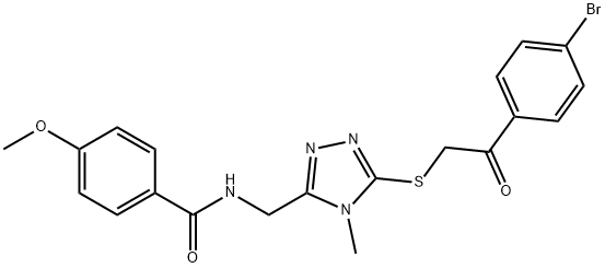 N-[(5-{[2-(4-bromophenyl)-2-oxoethyl]sulfanyl}-4-methyl-4H-1,2,4-triazol-3-yl)methyl]-4-methoxybenzamide Struktur