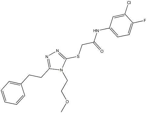 N-(3-chloro-4-fluorophenyl)-2-{[4-(2-methoxyethyl)-5-(2-phenylethyl)-4H-1,2,4-triazol-3-yl]sulfanyl}acetamide Struktur