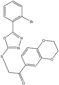 2-{[5-(2-bromophenyl)-1,3,4-oxadiazol-2-yl]sulfanyl}-1-(2,3-dihydro-1,4-benzodioxin-6-yl)ethanone Struktur