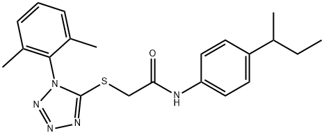 N-(4-sec-butylphenyl)-2-{[1-(2,6-dimethylphenyl)-1H-tetraazol-5-yl]thio}acetamide Struktur