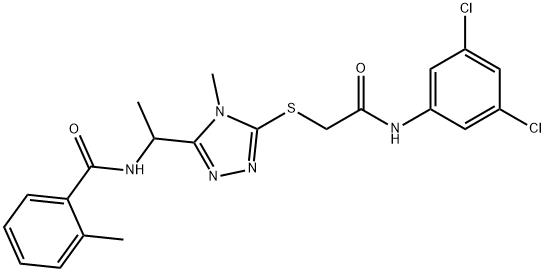 N-[1-(5-{[2-(3,5-dichloroanilino)-2-oxoethyl]thio}-4-methyl-4H-1,2,4-triazol-3-yl)ethyl]-2-methylbenzamide Struktur