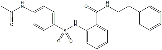 2-({[4-(acetylamino)phenyl]sulfonyl}amino)-N-(2-phenylethyl)benzamide Struktur