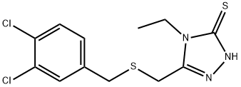 5-{[(3,4-dichlorobenzyl)sulfanyl]methyl}-4-ethyl-4H-1,2,4-triazol-3-yl hydrosulfide Struktur