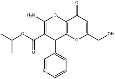 isopropyl 2-amino-6-(hydroxymethyl)-8-oxo-4-(3-pyridinyl)-4,8-dihydropyrano[3,2-b]pyran-3-carboxylate Struktur