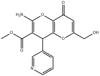 methyl 2-amino-6-(hydroxymethyl)-8-oxo-4-(3-pyridinyl)-4,8-dihydropyrano[3,2-b]pyran-3-carboxylate Struktur