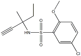 5-chloro-N-(1-ethyl-1-methyl-2-propynyl)-2-methoxybenzenesulfonamide Struktur