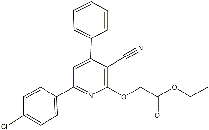 ethyl {[6-(4-chlorophenyl)-3-cyano-4-phenyl-2-pyridinyl]oxy}acetate Struktur