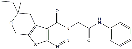 2-(6-ethyl-6-methyl-4-oxo-5,8-dihydro-4H-pyrano[4',3':4,5]thieno[2,3-d][1,2,3]triazin-3(6H)-yl)-N-phenylacetamide Struktur