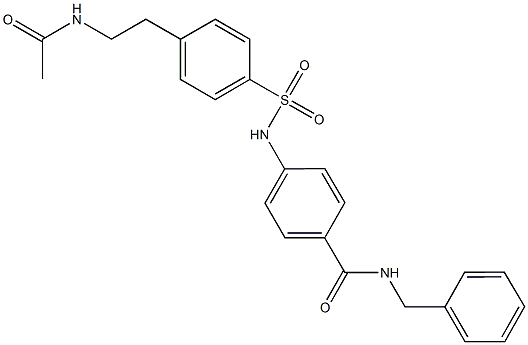 4-[({4-[2-(acetylamino)ethyl]phenyl}sulfonyl)amino]-N-benzylbenzamide Struktur