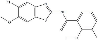 N-(5-chloro-6-methoxy-1,3-benzothiazol-2-yl)-2-methoxy-3-methylbenzamide Struktur