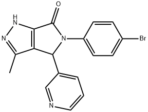 5-(4-bromophenyl)-3-methyl-4-(3-pyridinyl)-4,5-dihydropyrrolo[3,4-c]pyrazol-6(1H)-one Struktur