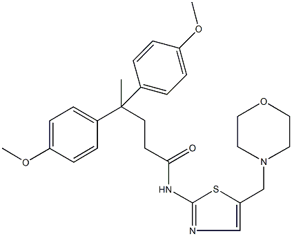 4,4-bis(4-methoxyphenyl)-N-[5-(4-morpholinylmethyl)-1,3-thiazol-2-yl]pentanamide Struktur