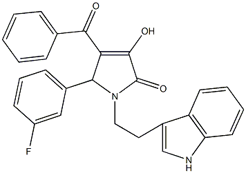 4-benzoyl-5-(3-fluorophenyl)-3-hydroxy-1-[2-(1H-indol-3-yl)ethyl]-1,5-dihydro-2H-pyrrol-2-one Struktur