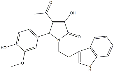 4-acetyl-3-hydroxy-5-(4-hydroxy-3-methoxyphenyl)-1-[2-(1H-indol-3-yl)ethyl]-1,5-dihydro-2H-pyrrol-2-one Struktur