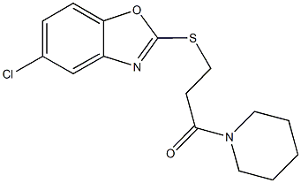 5-chloro-1,3-benzoxazol-2-yl 3-oxo-3-(1-piperidinyl)propyl sulfide Struktur