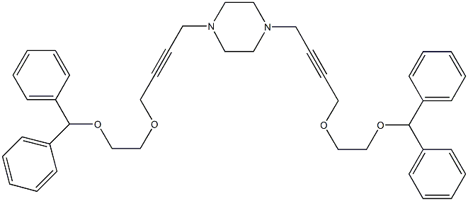 1,4-bis{4-[2-(benzhydryloxy)ethoxy]-2-butynyl}piperazine Struktur