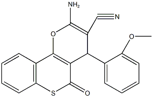 2-amino-4-(2-methoxyphenyl)-5-oxo-4H,5H-thiochromeno[4,3-b]pyran-3-carbonitrile Struktur