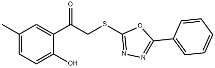 1-(2-hydroxy-5-methylphenyl)-2-[(5-phenyl-1,3,4-oxadiazol-2-yl)sulfanyl]ethanone Struktur