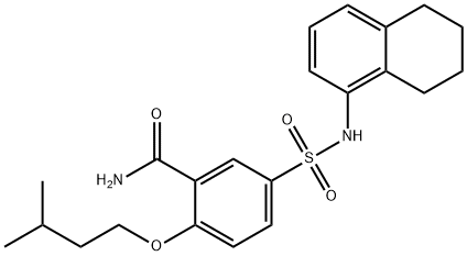 2-(isopentyloxy)-5-[(5,6,7,8-tetrahydro-1-naphthalenylamino)sulfonyl]benzamide Struktur