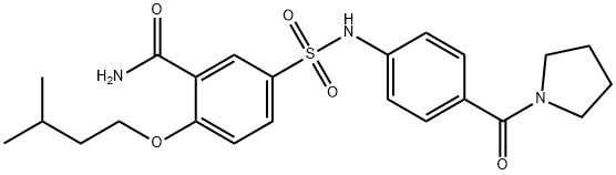 2-(isopentyloxy)-5-{[4-(1-pyrrolidinylcarbonyl)anilino]sulfonyl}benzamide Struktur