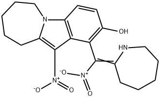 1-{2-azepanylidenenitromethyl}-11-nitro-7,8,9,10-tetrahydro-6H-azepino[1,2-a]indol-2-ol Struktur