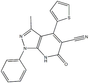 3-methyl-6-oxo-1-phenyl-4-(2-thienyl)-6,7-dihydro-1H-pyrazolo[3,4-b]pyridine-5-carbonitrile Struktur