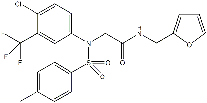 2-[4-chloro[(4-methylphenyl)sulfonyl]-3-(trifluoromethyl)anilino]-N-(2-furylmethyl)acetamide Struktur