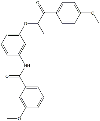 3-methoxy-N-{3-[2-(4-methoxyphenyl)-1-methyl-2-oxoethoxy]phenyl}benzamide Struktur