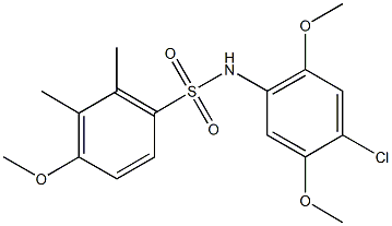 N-(4-chloro-2,5-dimethoxyphenyl)-4-methoxy-2,3-dimethylbenzenesulfonamide Struktur