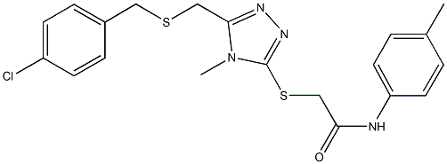 2-[(5-{[(4-chlorobenzyl)sulfanyl]methyl}-4-methyl-4H-1,2,4-triazol-3-yl)sulfanyl]-N-(4-methylphenyl)acetamide Struktur