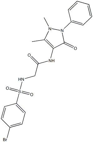 2-{[(4-bromophenyl)sulfonyl]amino}-N-(1,5-dimethyl-3-oxo-2-phenyl-2,3-dihydro-1H-pyrazol-4-yl)acetamide Struktur