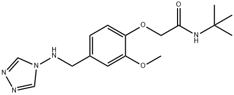 N-(tert-butyl)-2-{2-methoxy-4-[(4H-1,2,4-triazol-4-ylamino)methyl]phenoxy}acetamide Struktur