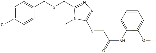 2-[(5-{[(4-chlorobenzyl)sulfanyl]methyl}-4-ethyl-4H-1,2,4-triazol-3-yl)sulfanyl]-N-(2-methoxyphenyl)acetamide Struktur