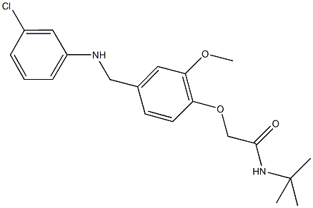 N-(tert-butyl)-2-{4-[(3-chloroanilino)methyl]-2-methoxyphenoxy}acetamide Struktur