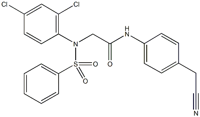 N-[4-(cyanomethyl)phenyl]-2-[2,4-dichloro(phenylsulfonyl)anilino]acetamide Struktur