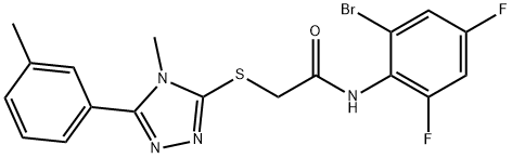 N-(2-bromo-4,6-difluorophenyl)-2-{[4-methyl-5-(3-methylphenyl)-4H-1,2,4-triazol-3-yl]sulfanyl}acetamide Struktur